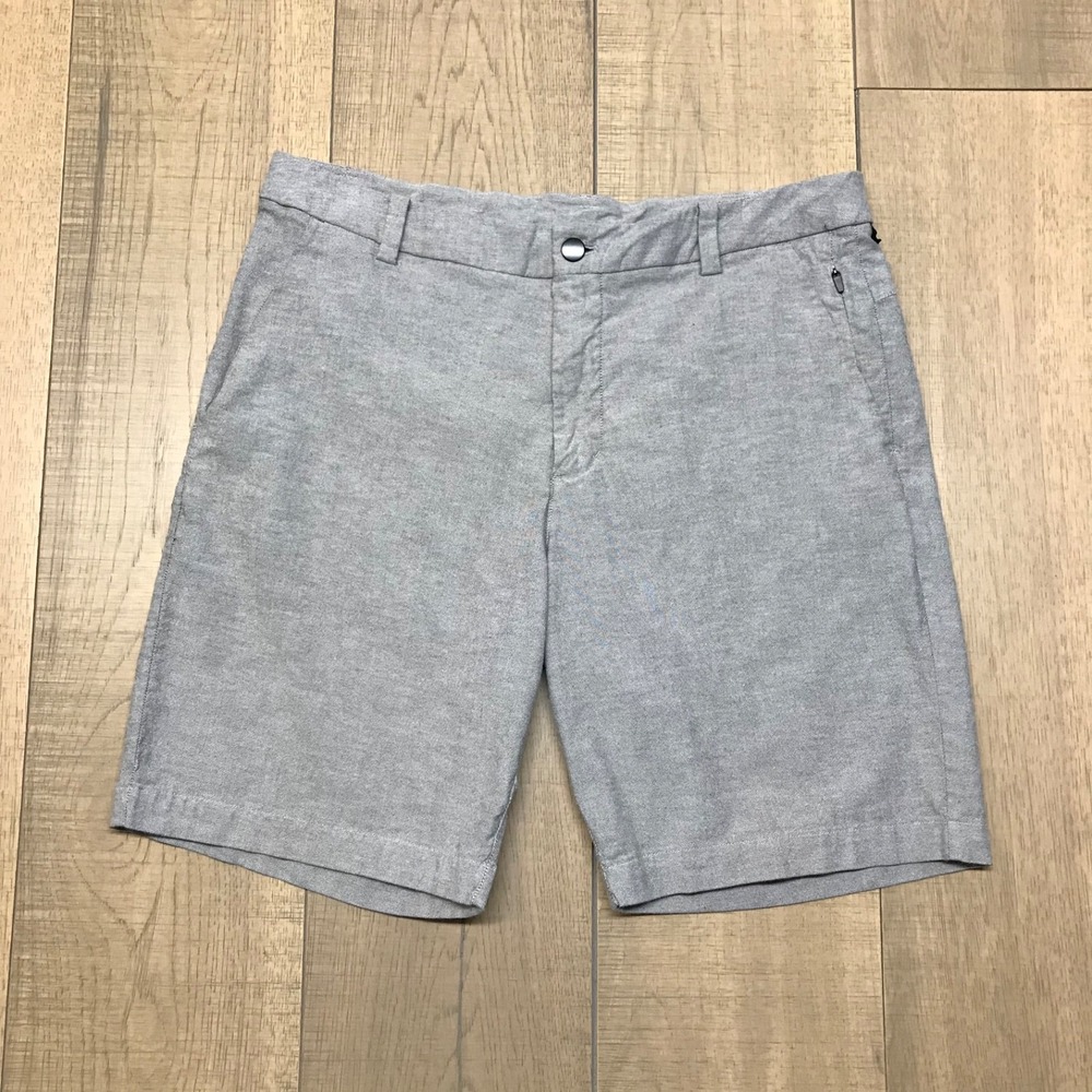 Lululemon Commission Shorts Mens Size 33 Gray Chino Preppy Stretch Qwick Oxford